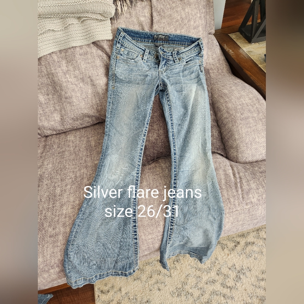Silver flare jeans